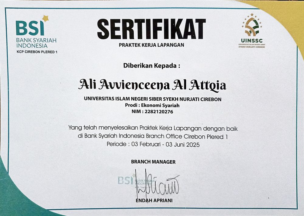 Sertifikat PKL BSI