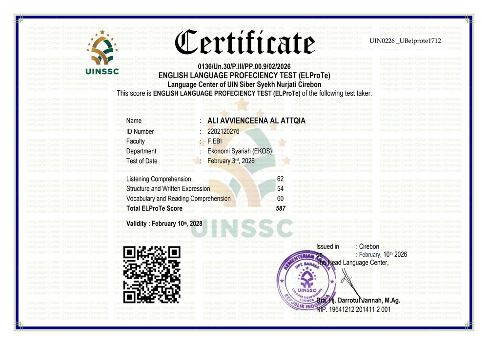 Sertifikat ELProTe TOEFL